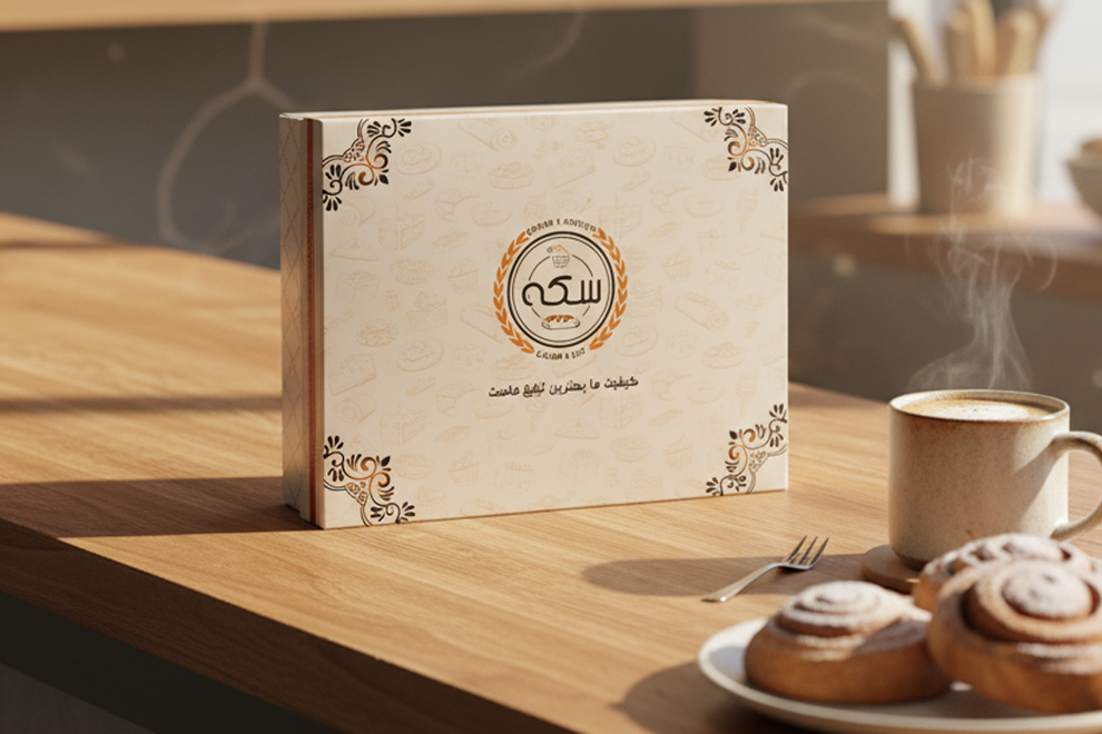 جعبه شیرینی با چاپ طلاکوب، پنجره و طراحی لوکس برای قنادی‌های حرفه‌ای