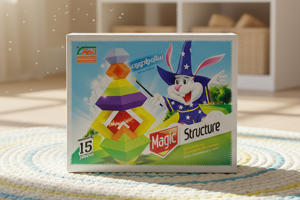 جعبه لمینت مات با طراحی مینیمال، رنگ خاکستری و لوگو برجسته